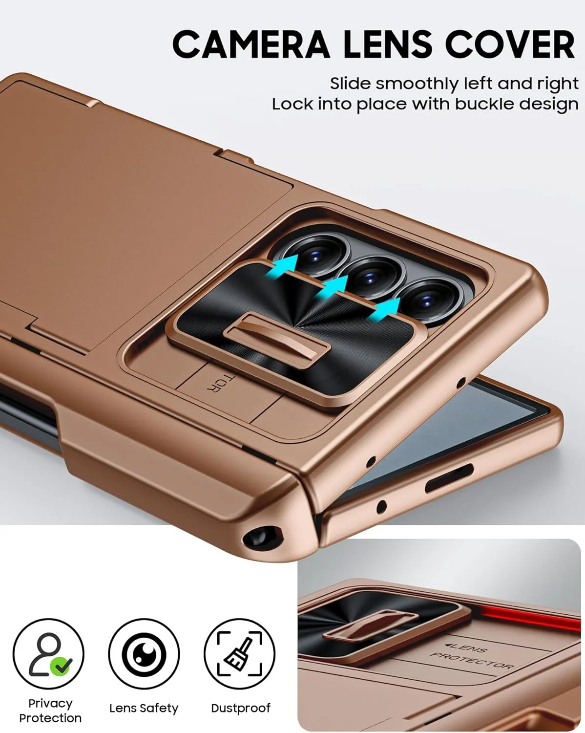 Vizvera for Samsung Galaxy Z Fold 6 Case RFID Wallet with Cards Holder [S Pen Holder] [Camera Cover] Shockproof Silicone Protective Phone Case for Z Fold 6 2024-Desert Gold