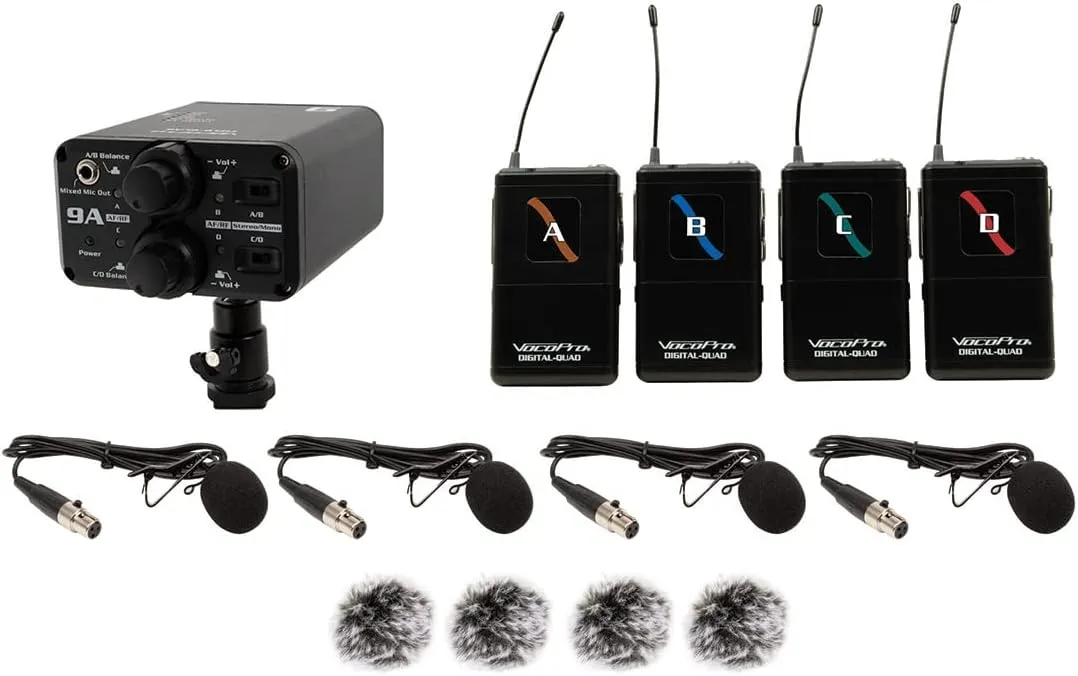 VocoPro - Portable Four Lavalier Field/Camera-Mountable Wireless Microphone System. (VCOFIELD-Quad-B2)