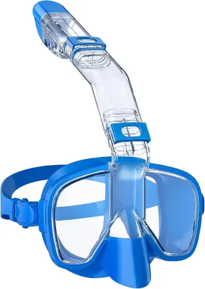 W WSTOO Multifunctional Snorkel Swim Mask That Allows You to Breathe Through Your Nose, 180 Degree Panoramic View, Anti-Fog Anti-Leak Snorkeling Gear for Adults, Best Gift for Summer Holiday Travelers