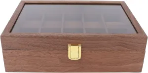 Watch Box For Men,Watch Case Display Jewelry Organizer,10 Grid Wooden Watch Box Transparent Cover Watch Jewelry Storage Organizer Container Box (Brown)