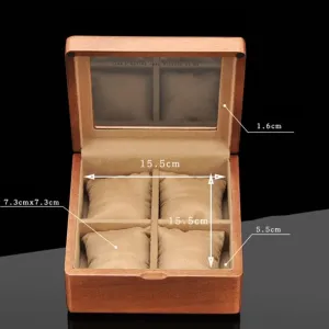 Watch Box Watch Case Wooden Watch Box With Transparent Glass Top Cover, 4-digit Storage Watch Box Watch Organiser Men(A)