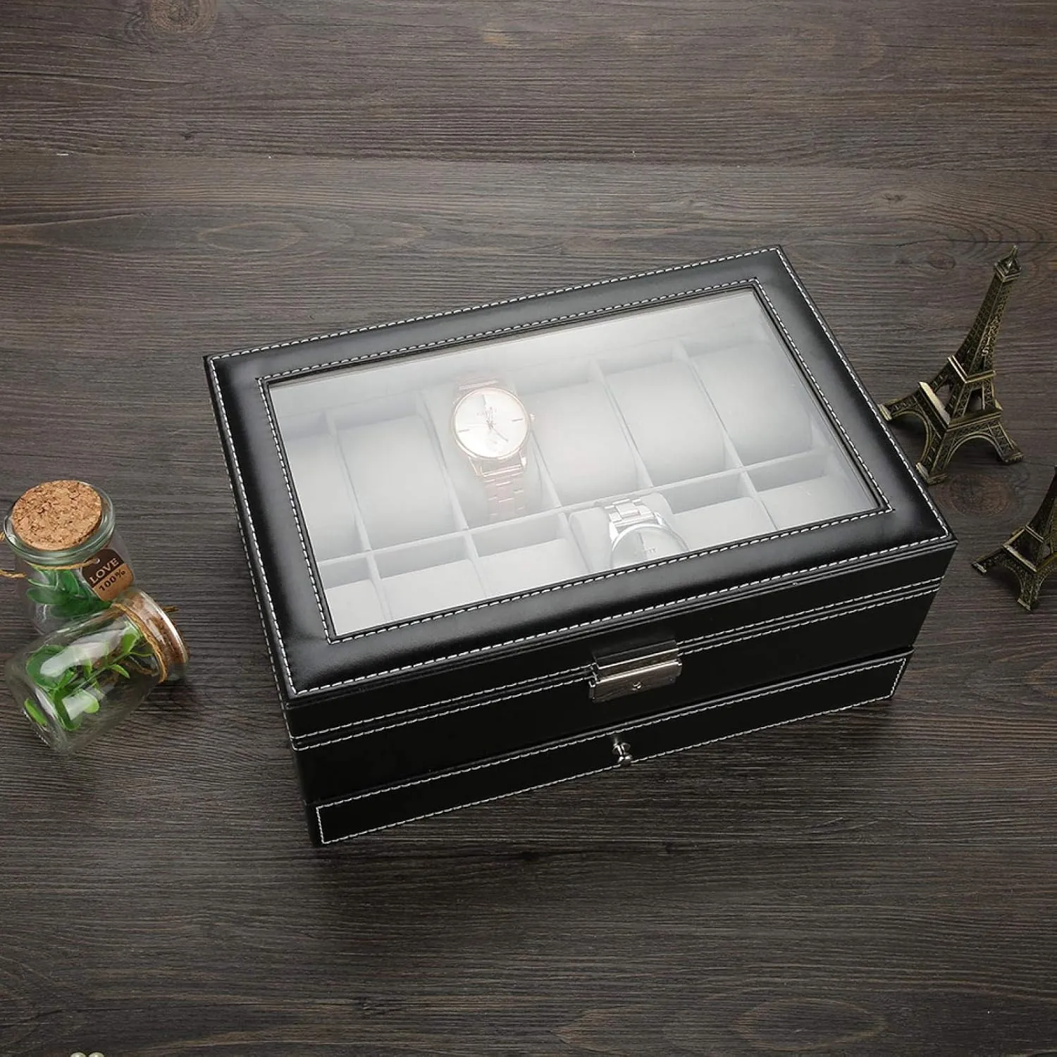 Watch Box Watch Holder PU Leather Jewelry Organizer