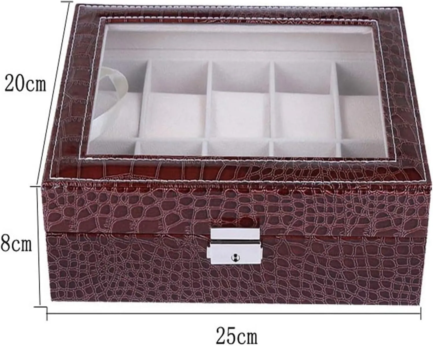 Watch Case,Elegant Large Watch Box Organizer for Men Women with 10 Slots, Transparent top, Portable Leather Watch Holder Mens Watches Case Storage Best for The Husband,
