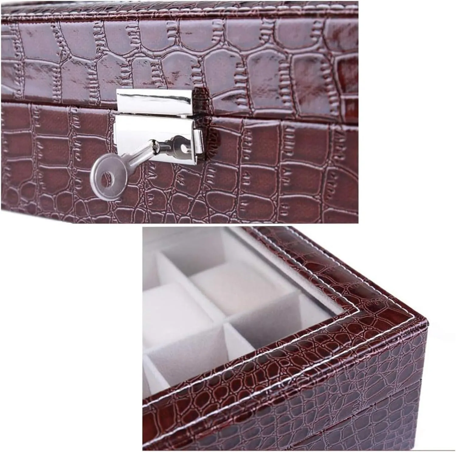 Watch Case,Elegant Large Watch Box Organizer for Men Women with 10 Slots, Transparent top, Portable Leather Watch Holder Mens Watches Case Storage Best for The Husband,