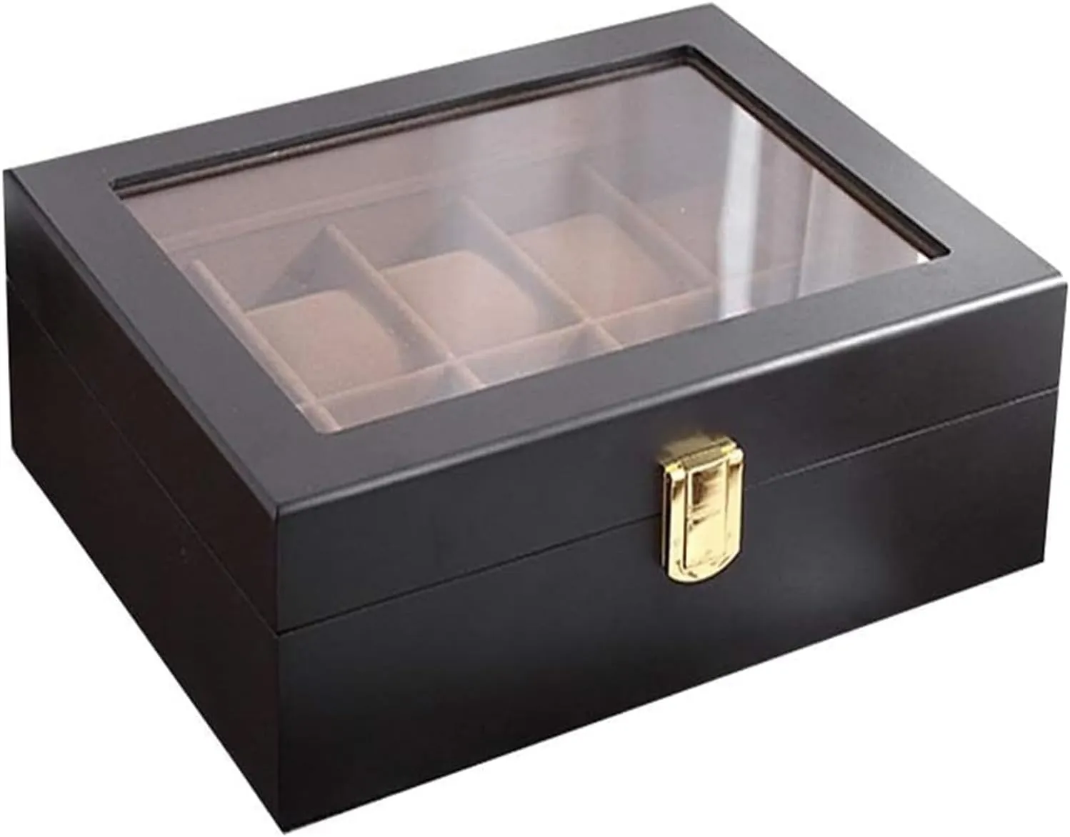 Watch Case,Elegant Wooden Watch Box Organizer for Men Women with 10 Slots, Transparent top, Portable Watch Holder Mens Watches Case Storage Best for The Husband,