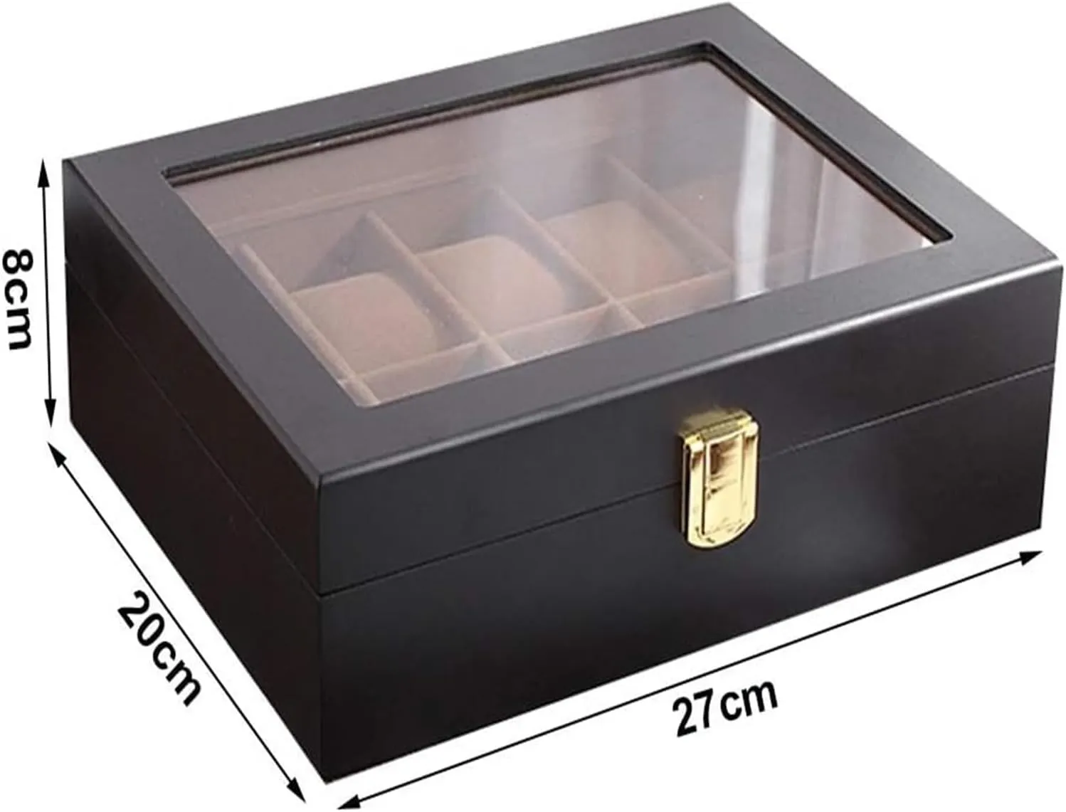 Watch Case,Elegant Wooden Watch Box Organizer for Men Women with 10 Slots, Transparent top, Portable Watch Holder Mens Watches Case Storage Best for The Husband,