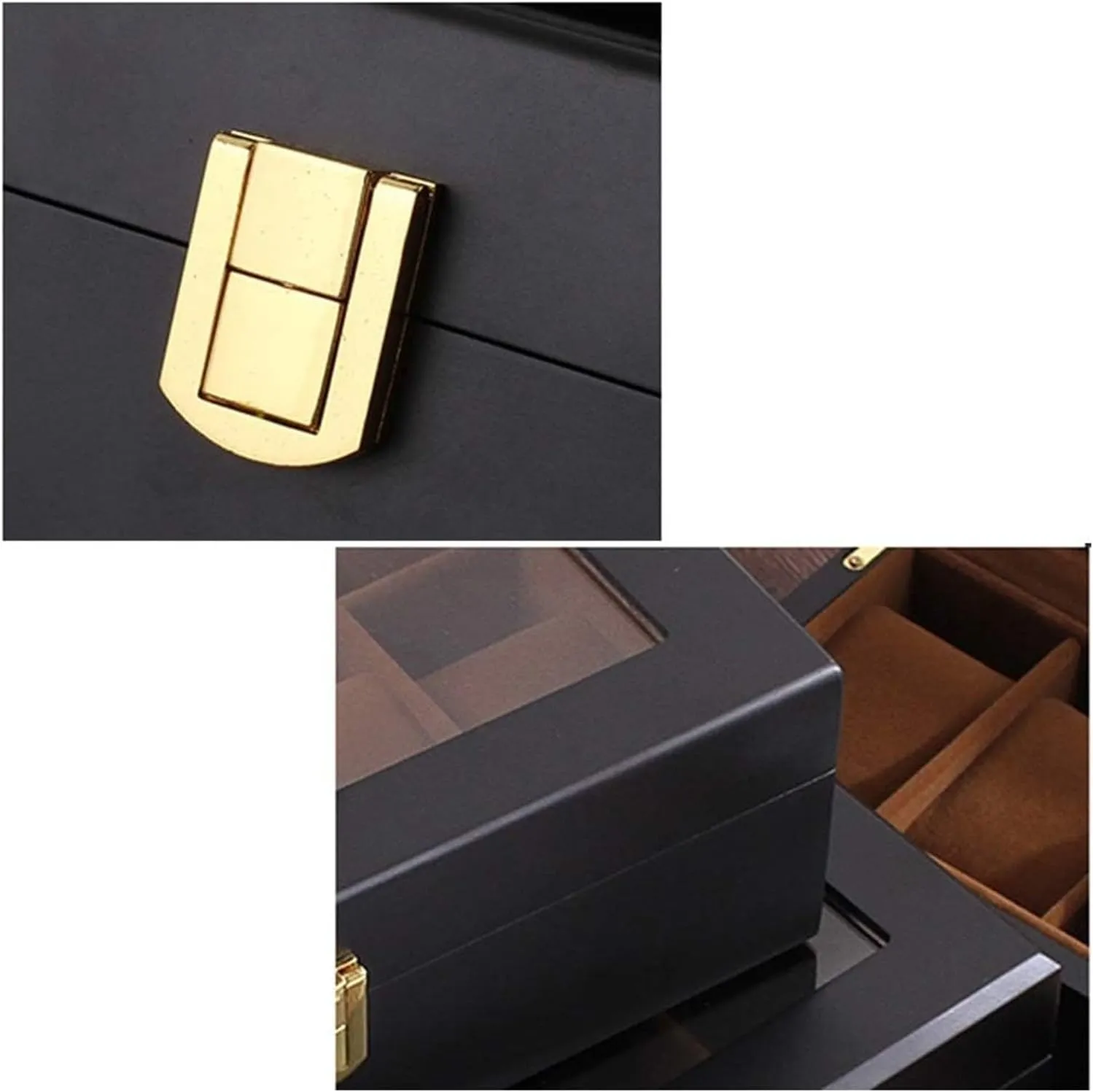 Watch Case,Elegant Wooden Watch Box Organizer for Men Women with 10 Slots, Transparent top, Portable Watch Holder Mens Watches Case Storage Best for The Husband,