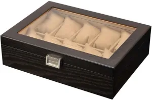 Watch Storage Box Luxury Wooden 10 Grid Watch Boxes Removable Pads Dispaly with Compartments Transparent Window Box Travel Case Gift Display Storage Watch Display Storage Box