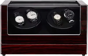 Watch Winders - 4 0 Wooden Automatic Watch Winder Storage Box Transparent Cover Wrist Mechanical Watch Winding Box Double Head Motor Shaker Case Organizer (Black carbon Fiber)