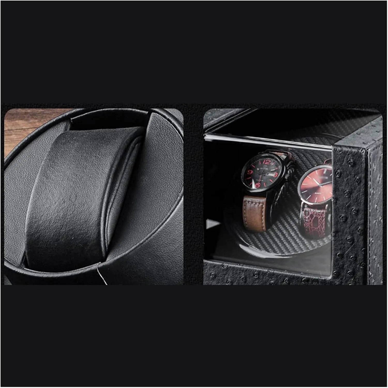 Watches Box Watch Watch Box Household Carbon Fiber Pattern Leather Mechanical Watch Storage Display Box with Acrylic Display Skylight Watch Box(S12cm)