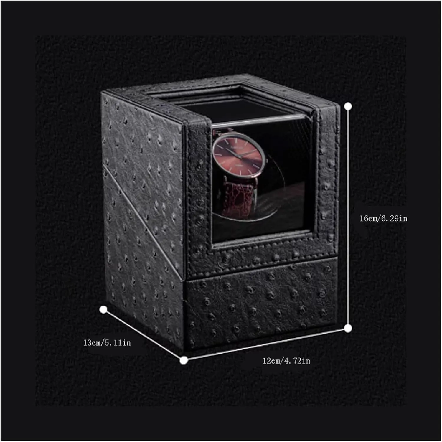 Watches Box Watch Watch Box Household Carbon Fiber Pattern Leather Mechanical Watch Storage Display Box with Acrylic Display Skylight Watch Box(S12cm)