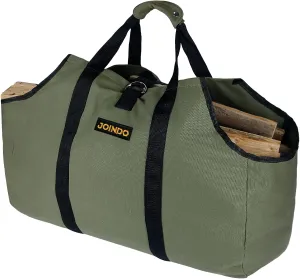 Water Resistant Canvas Firewood Log Carrier, Heavy Duty Log Tote Bag For Camping, Wood Carrying Bag for Barbecue