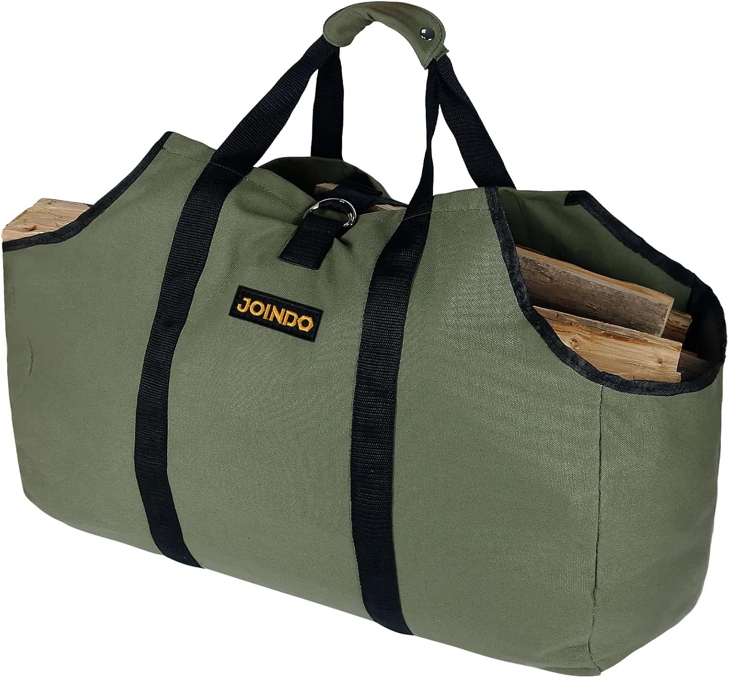 Water Resistant Canvas Firewood Log Carrier, Heavy Duty Log Tote Bag For Camping, Wood Carrying Bag for Barbecue