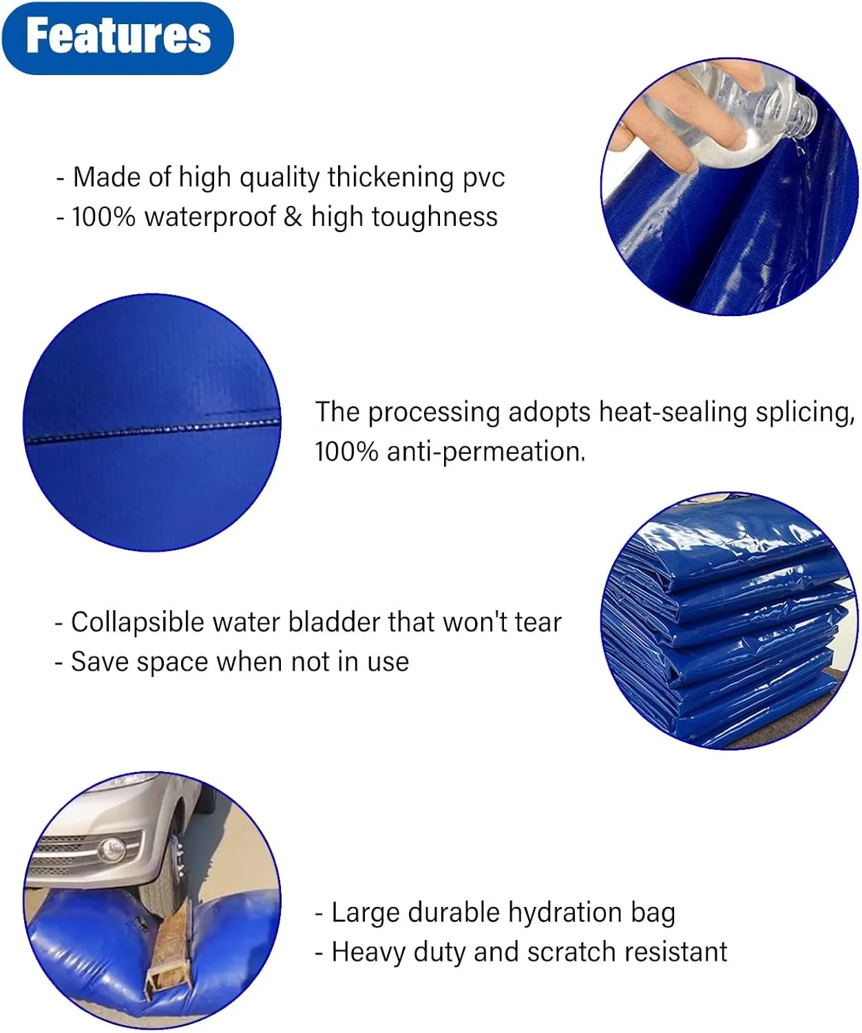 Water Tank Foldable, Extra Large Water Storage Bladder 100 500 Gallon 1000 1500 Gal Rainwater Container Collection Bag for Rv/ Trucks/wheelbarrow Trunk Garden Watering, Emergency(1.5x1x0.63m/946L/250g