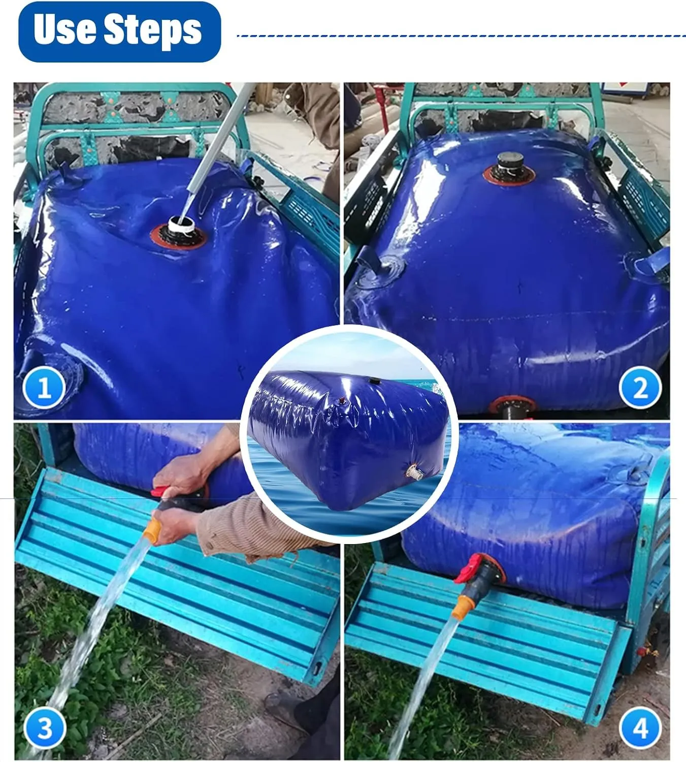 Water Tank Foldable, Extra Large Water Storage Bladder 100 500 Gallon 1000 1500 Gal Rainwater Container Collection Bag for Rv/ Trucks/wheelbarrow Trunk Garden Watering, Emergency(1.5x1x0.63m/946L/250g
