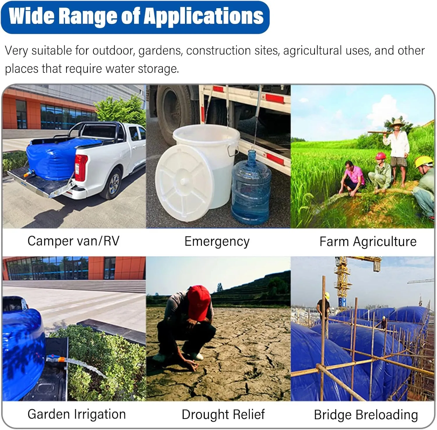 Water Tank Foldable, Extra Large Water Storage Bladder 100 500 Gallon 1000 1500 Gal Rainwater Container Collection Bag for Rv/ Trucks/wheelbarrow Trunk Garden Watering, Emergency(1.5x1x0.63m/946L/250g