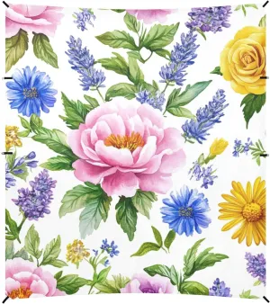 Watercolor Wildflowers Stable Beach Tent UPF50 Easy Setup Large Sun Shelter with Sandbags, Sand Shovel, Poles for Camping, Picnics, Backyard