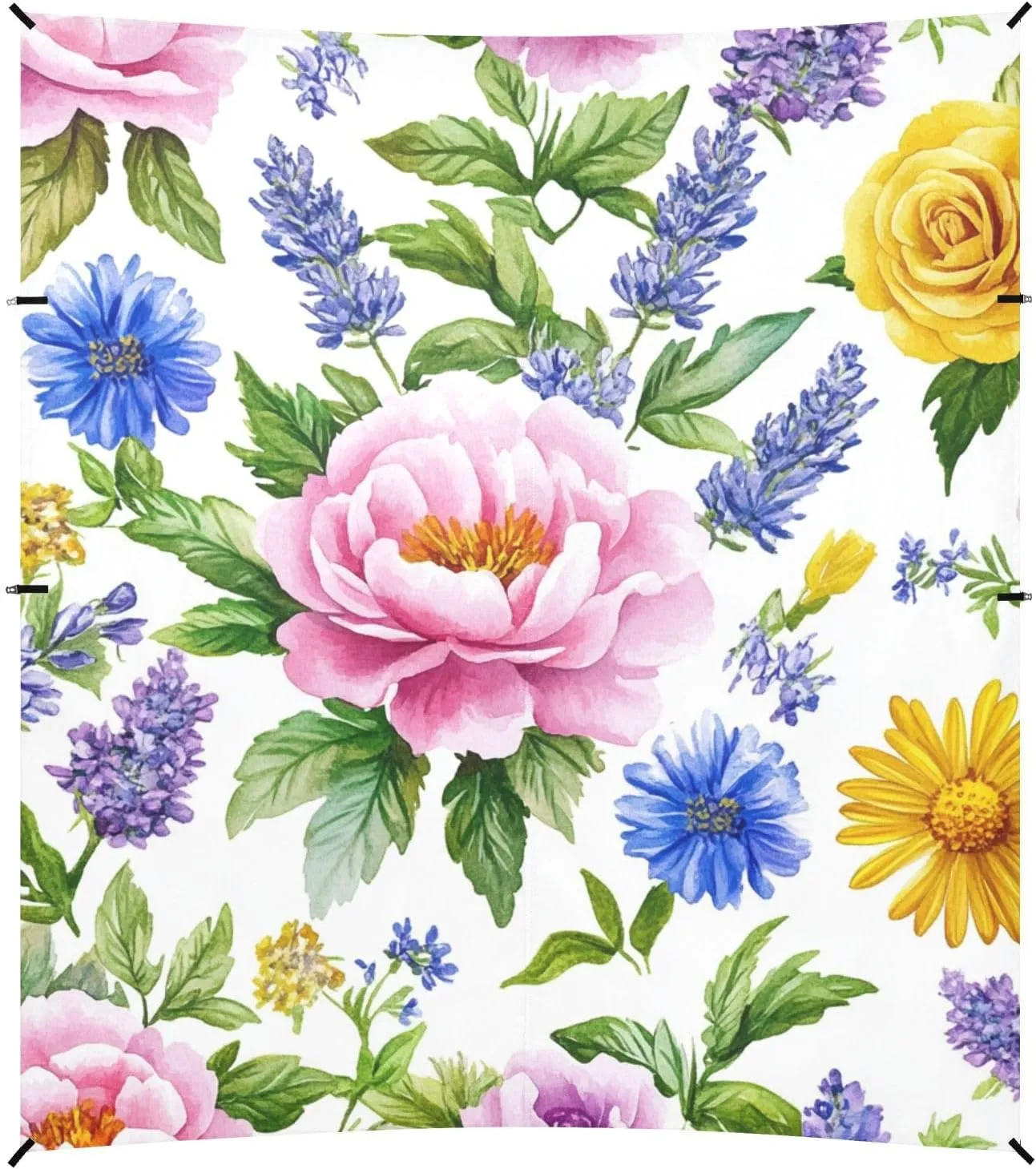Watercolor Wildflowers Stable Beach Tent UPF50 Easy Setup Large Sun Shelter with Sandbags, Sand Shovel, Poles for Camping, Picnics, Backyard