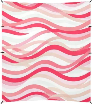 Wave Pattern red Peach Beach Tent UPF50  Protection Water-Resistant Sun Shade with Sandbags and Shovel for Camping, Picnics, Backyard & Fishing