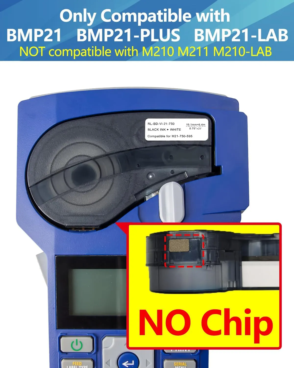 Weemay Vinyl Label Tape Compatible for M21-750-595-WT M21-750-595 3/4 Inchs Black on White High Adhesion Ribbon for Indoor/Outdoor ID, Lab Labeling and Equipment Labeling, 0.75" W x 21' L, 4 Pack