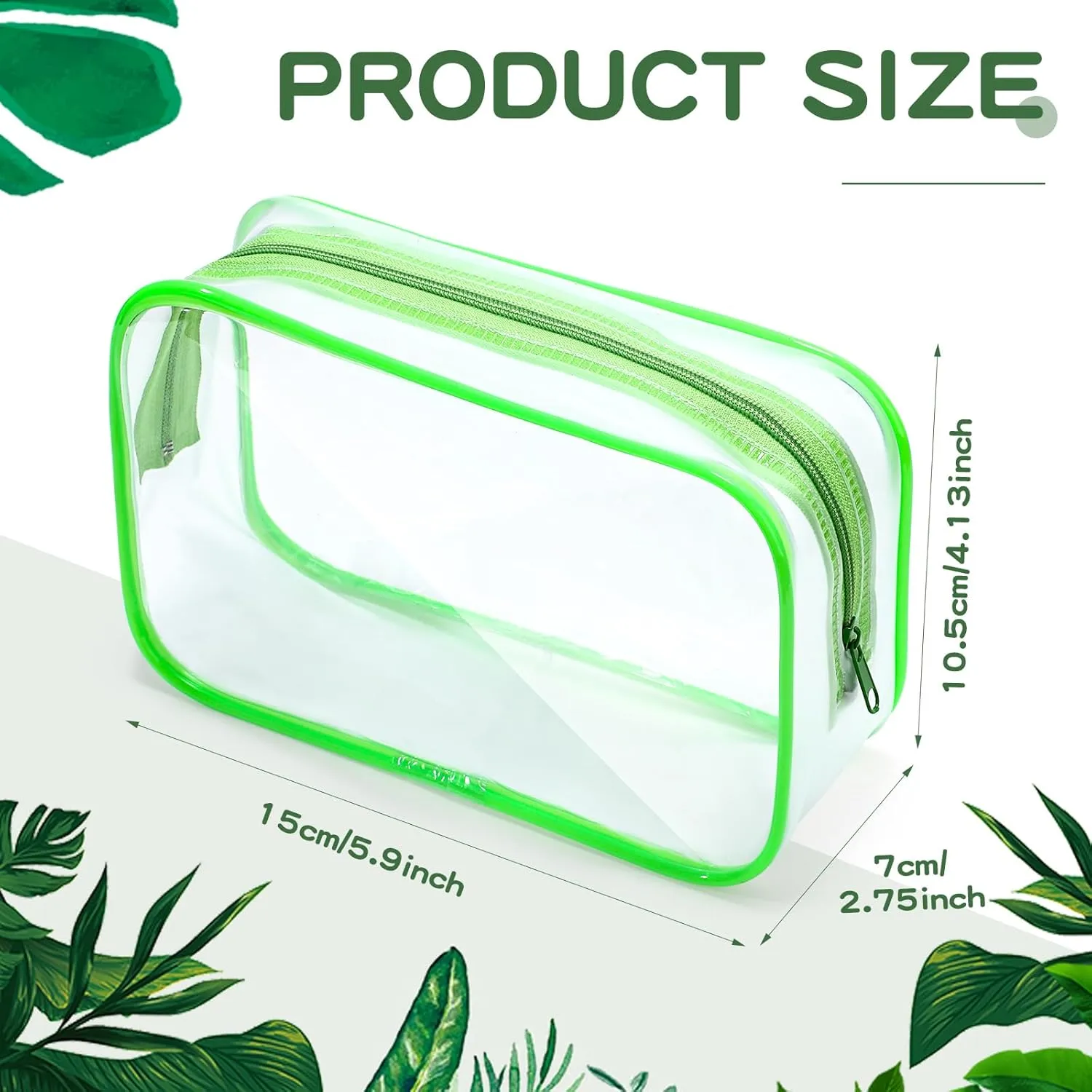 Weewooday 12 Pieces Clear Makeup Bags Cosmetic Storage Bags PVC Zipper Pouches Travel Waterproof Makeup Plastic Case for Women Organizing Toiletries Traveling Bathroom(Small,Green)