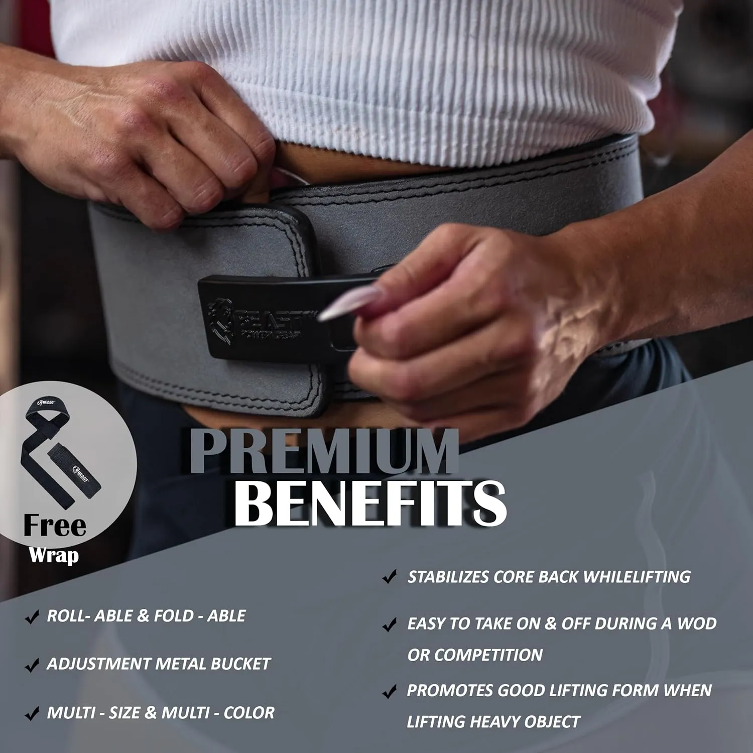 Weight Lifting Belt Lever Buckle 10MM 13MM Thick & 4 Inches Free Strap Weightlifting, Powerlifting, Deadlifts, Squats Men Women