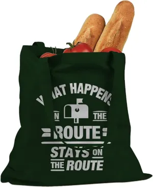 What Happens on the Route Stays on the Route Cotton Canvas Tote Bag