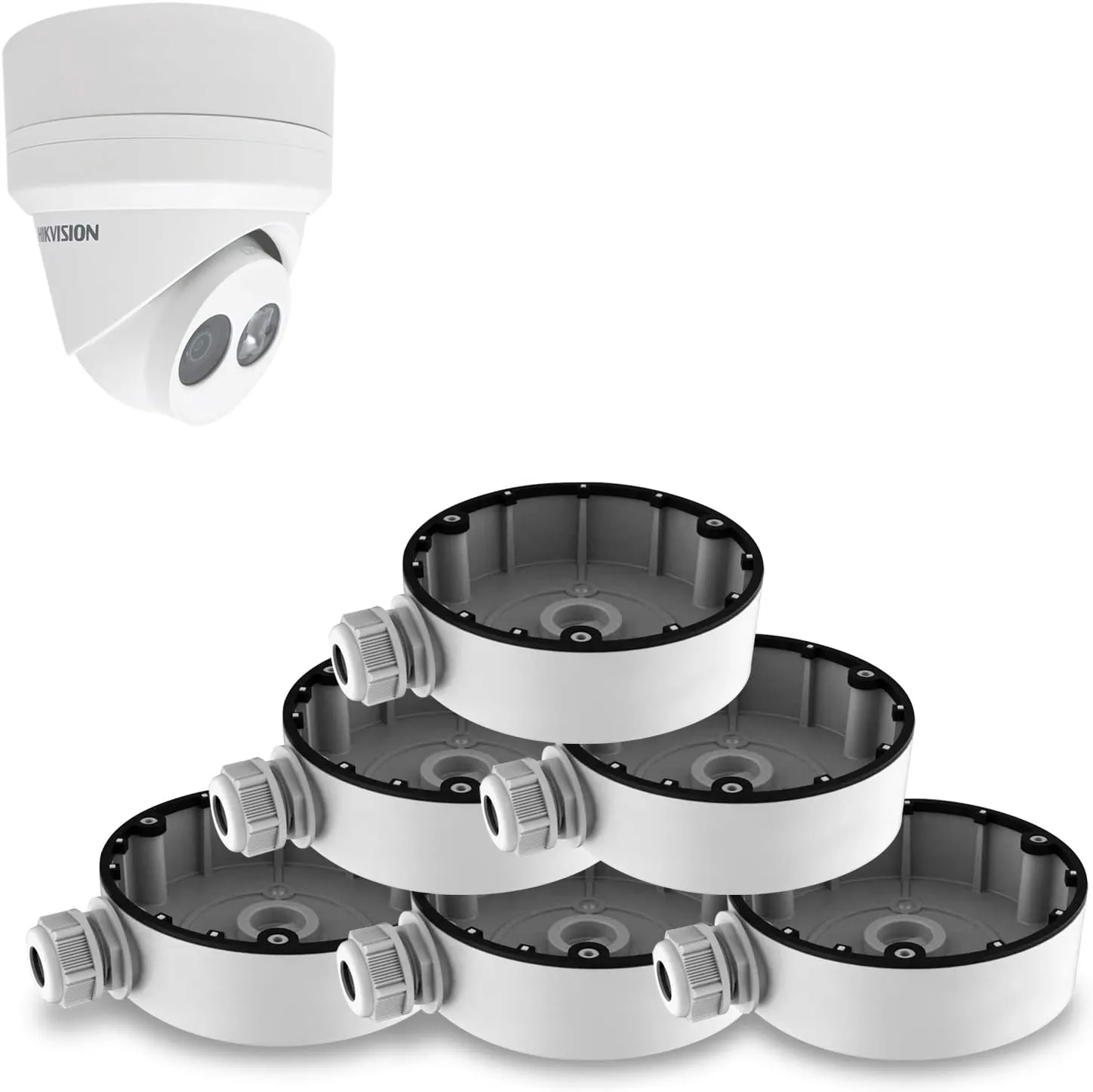 White Junction Box/Mounting Base for Hikvision Turret Camera DS-2CD23x2 CB130T DS-1280ZJ-DM8 (6 Pack)