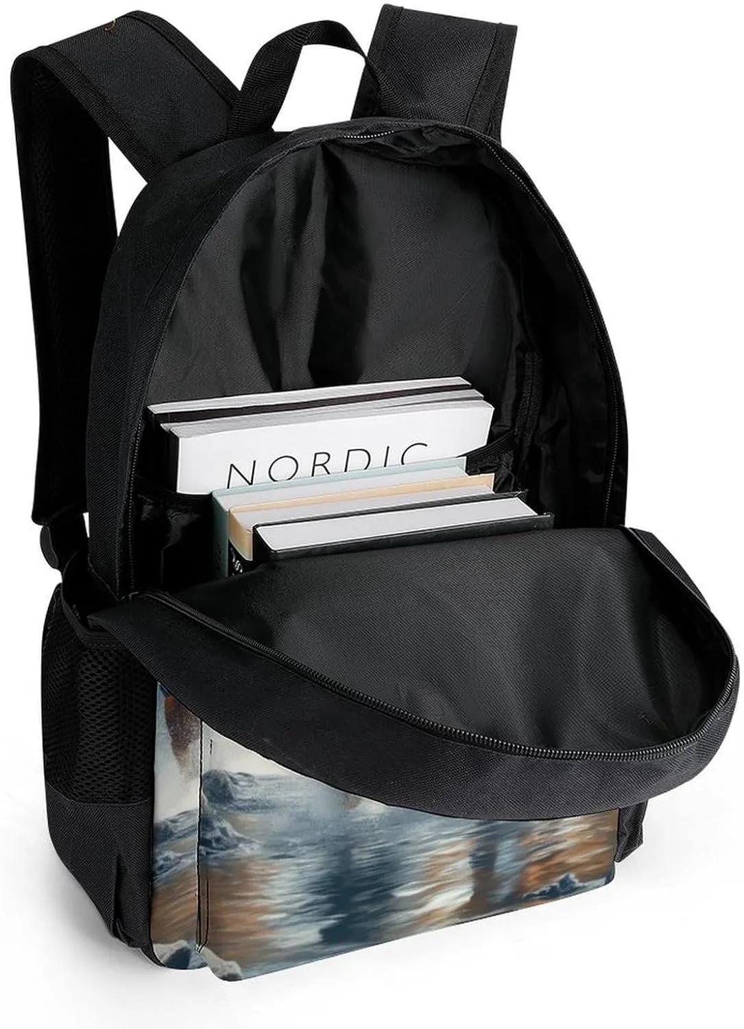 Wild Animal Horses Running In River Water Horse Rucksacks Polyester Anti-Theft Multipurpose Carry On Bag Large Capacity Gym Outdoor Hiking Backpack With Smooth Zippers