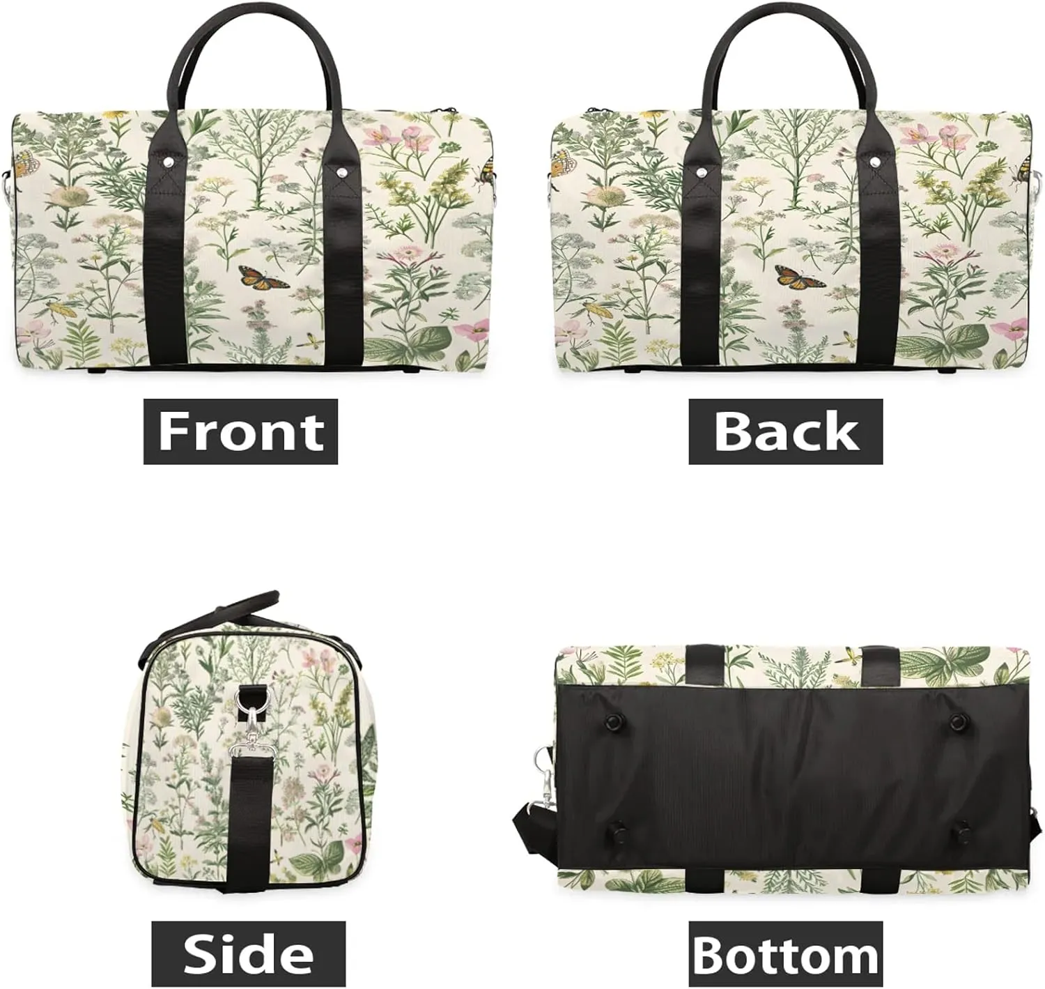 Wildflowers Botanical Floral Plant Travel Bag for Men Women, Gym Duffle Bags for Travel, Carry On Luggage Bag, Weekender Overnight Workout Bags