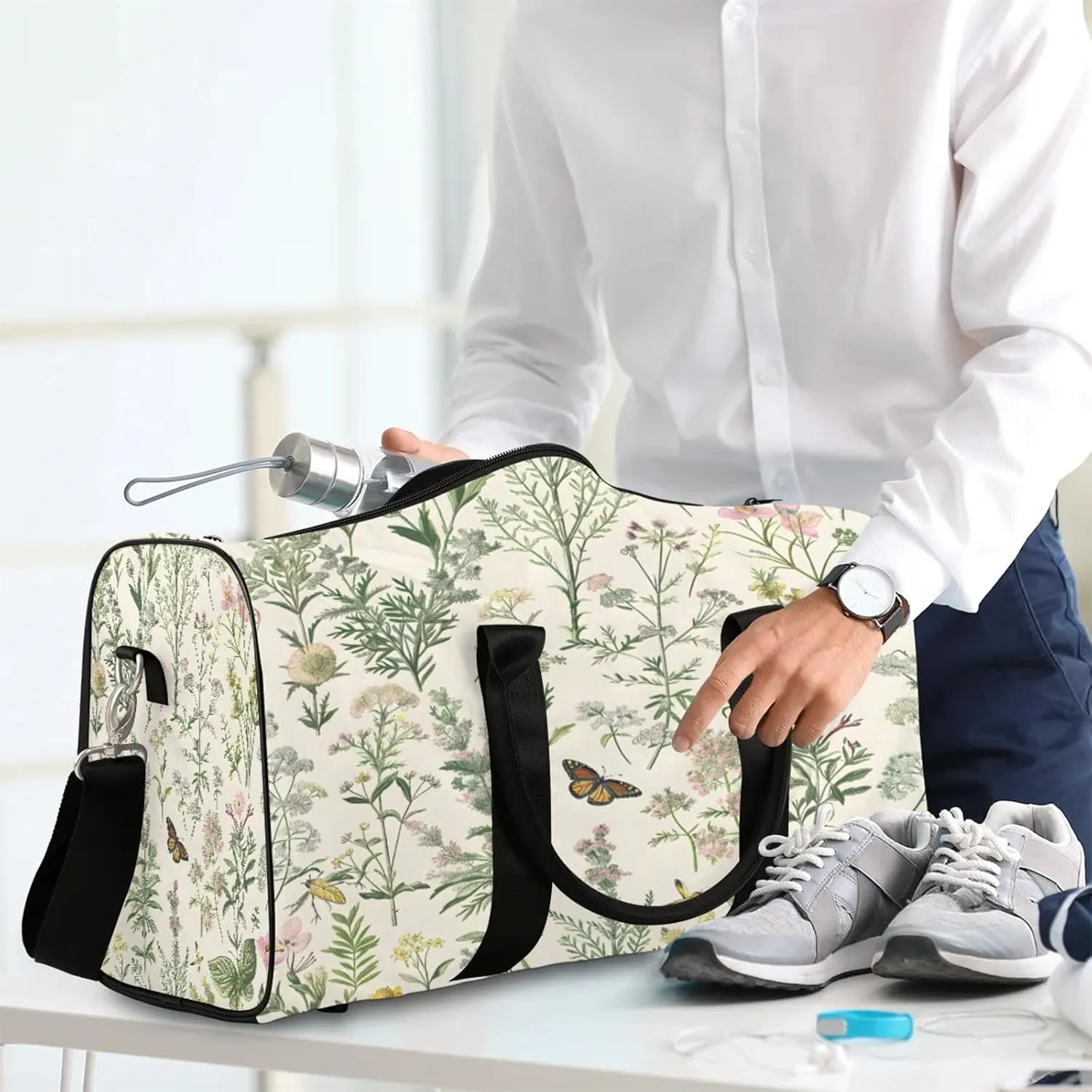 Wildflowers Botanical Floral Plant Travel Bag for Men Women, Gym Duffle Bags for Travel, Carry On Luggage Bag, Weekender Overnight Workout Bags