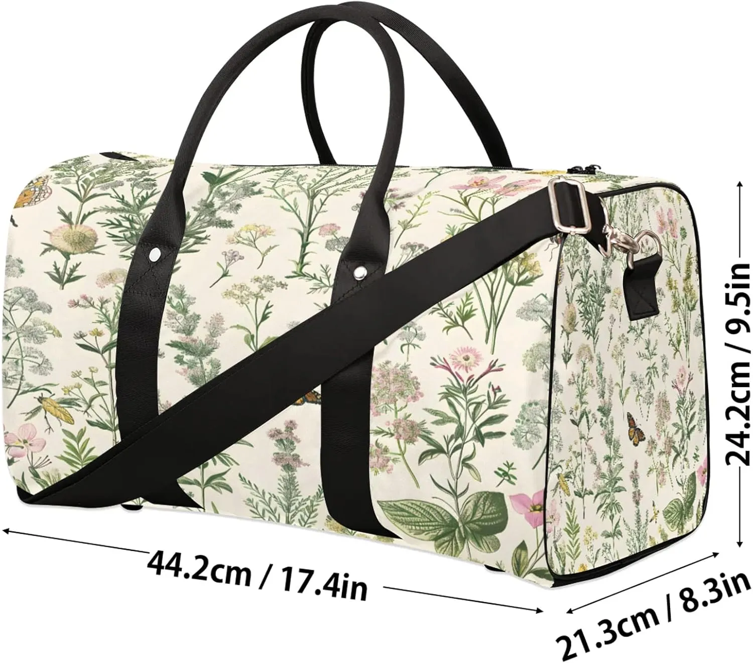 Wildflowers Botanical Floral Plant Travel Bag for Men Women, Gym Duffle Bags for Travel, Carry On Luggage Bag, Weekender Overnight Workout Bags
