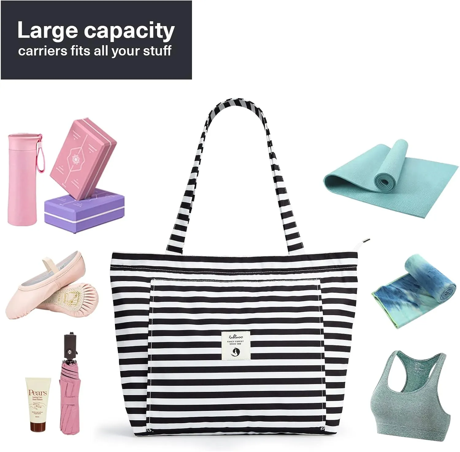 WLLWOO WLLWOO Yoga Bags for Women with Yoga Mats Bags Carrier Carryall Canvas Tote for Pilates Shoulder for Travel Office Beach Workout