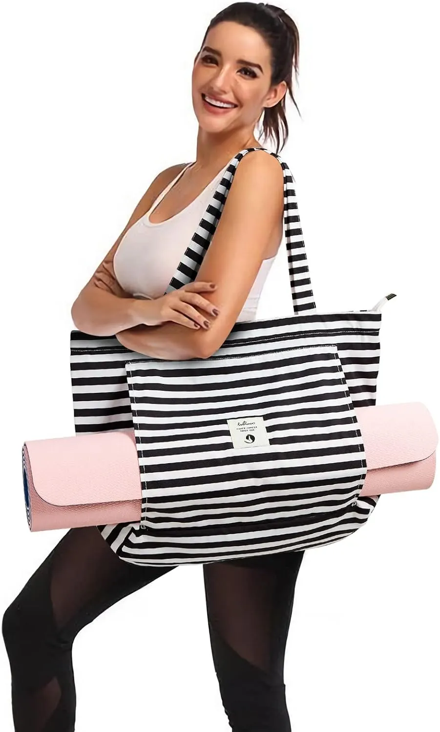 WLLWOO WLLWOO Yoga Bags for Women with Yoga Mats Bags Carrier Carryall Canvas Tote for Pilates Shoulder for Travel Office Beach Workout