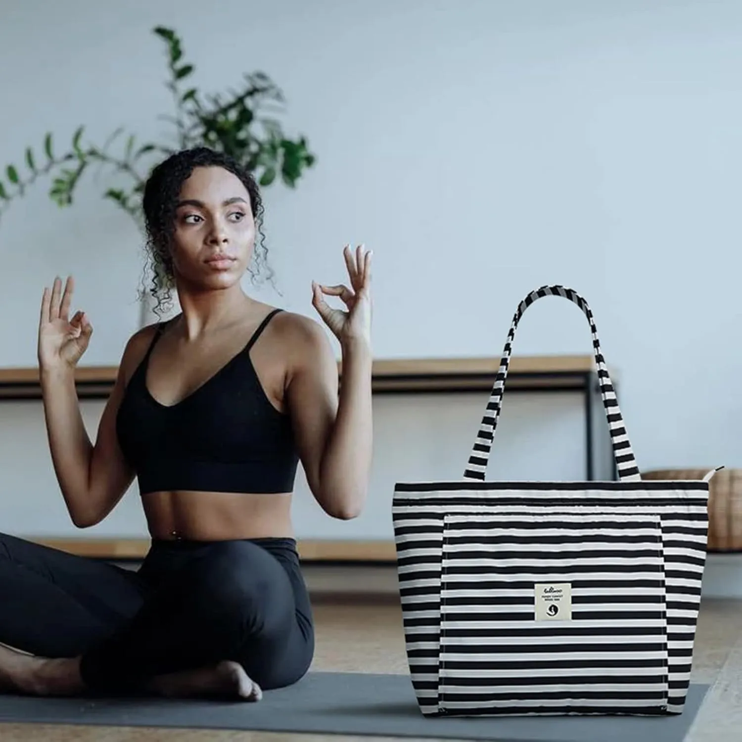 WLLWOO WLLWOO Yoga Bags for Women with Yoga Mats Bags Carrier Carryall Canvas Tote for Pilates Shoulder for Travel Office Beach Workout