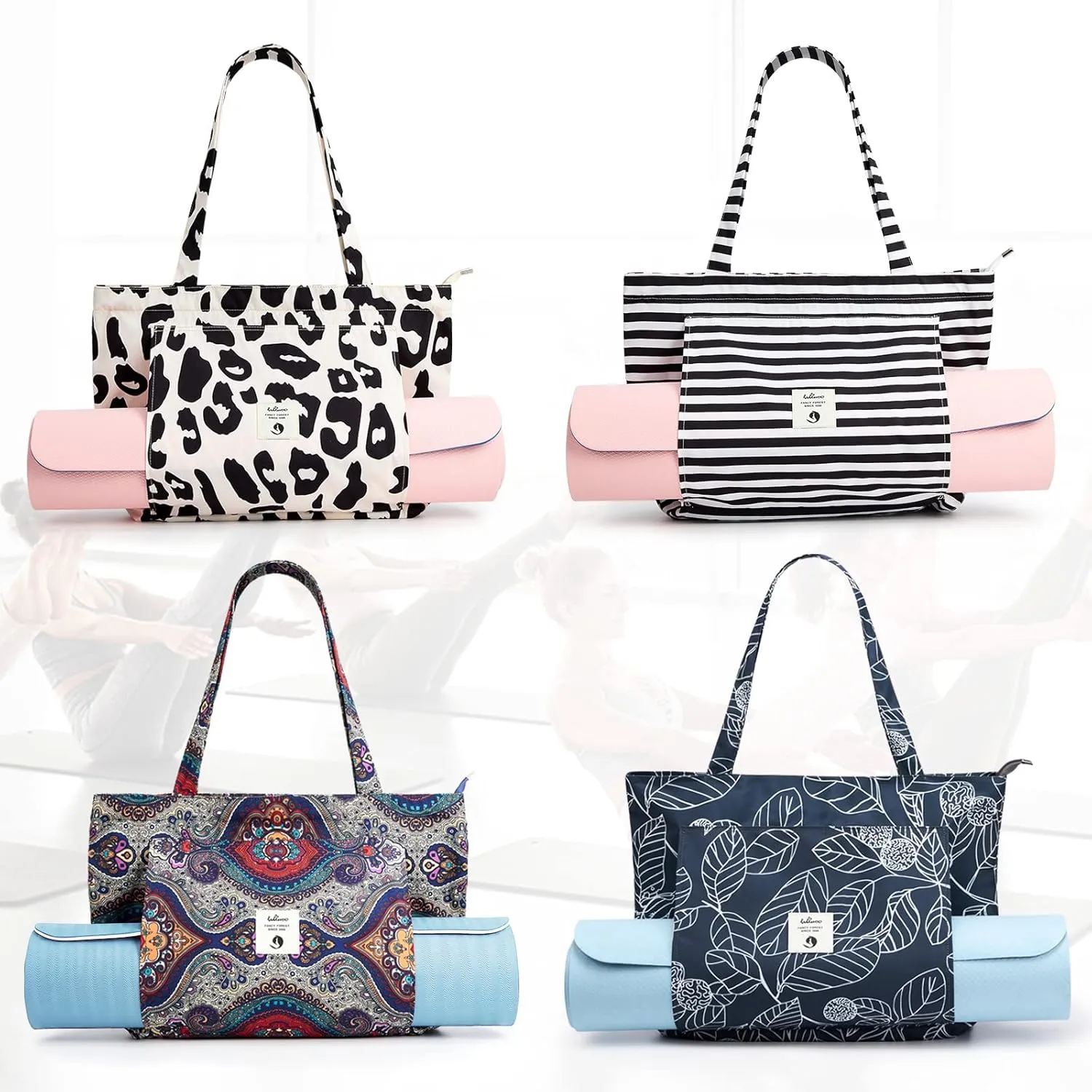 WLLWOO WLLWOO Yoga Bags for Women with Yoga Mats Bags Carrier Carryall Canvas Tote for Pilates Shoulder for Travel Office Beach Workout
