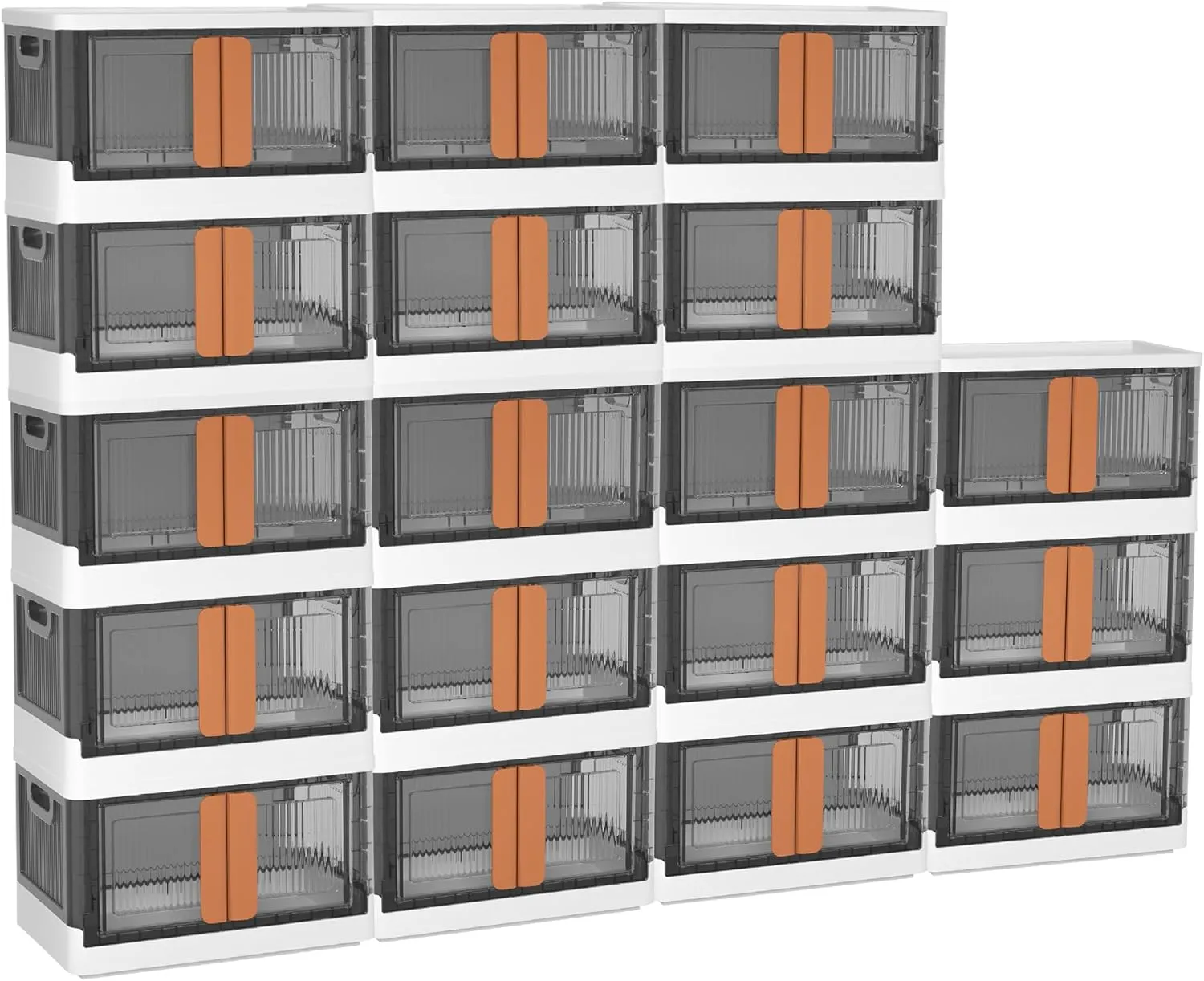 Wondersome Collapsible Storage Bins - 18-Pack of Large 8.5-Gallon/33.8-Quart Stackable Wheeled Clothing, Shoe, Bedroom, Office Organizer - Foldable Containers and Assembles in Second - US-Based Brand