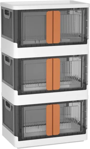 Wondersome Collapsible Storage Bins - 3-Pack of Large 8.5-Gallon/33.8-Quart Stackable Wheeled Clothing, Shoe, Bedroom, Office Organizer - Foldable Containers and Assembles in Second - US-Based Brand