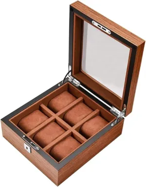 Wood Watch Box for Men Women,Watch Case Display Box,Wooden Watch Display Case Organizer with Clear Glass Window Top (D 1)