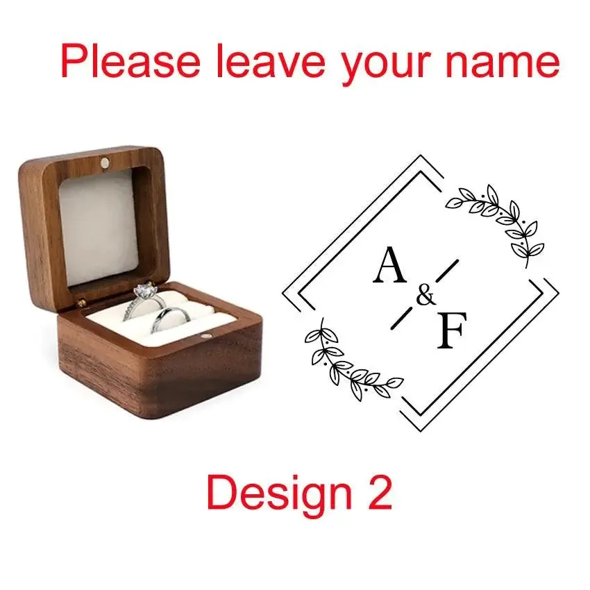 Wooden Ring Box Jewelry Display Lover Ring Holder Proposal Engagement wedding Organizer Golden Marriage Anniversary Love Gift