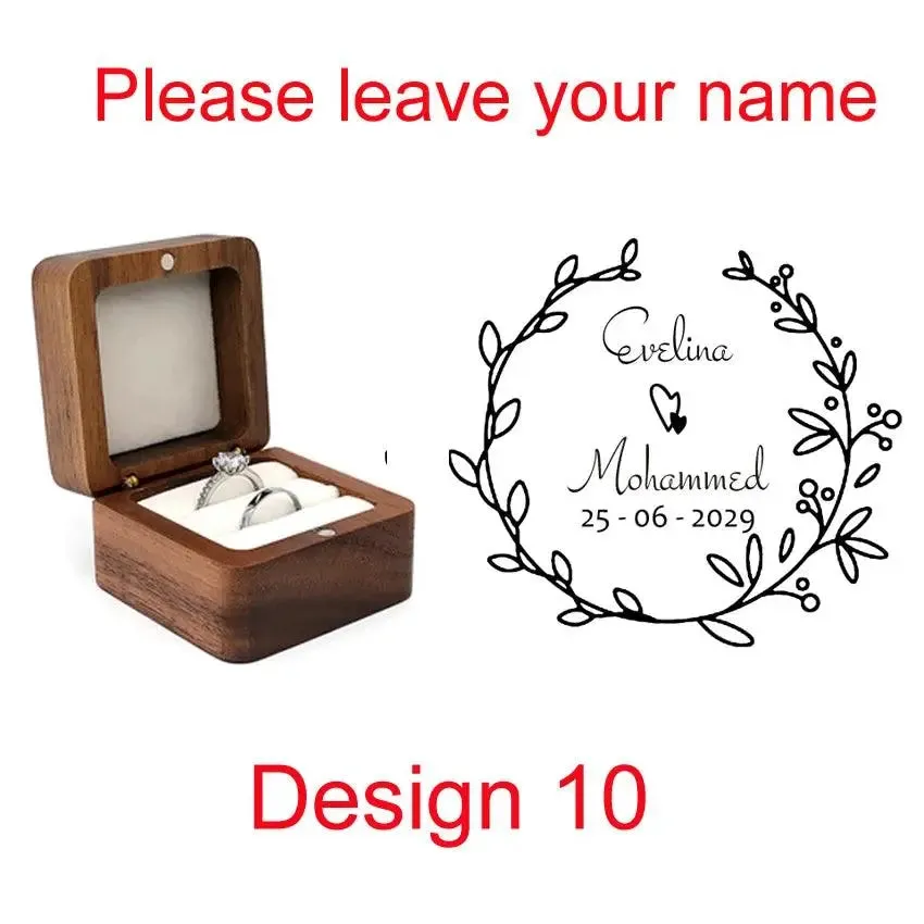 Wooden Ring Box Jewelry Display Lover Ring Holder Proposal Engagement wedding Organizer Golden Marriage Anniversary Love Gift