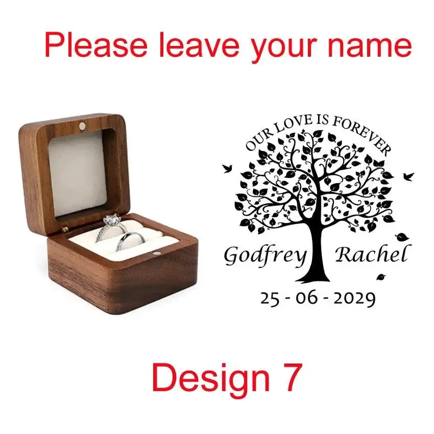 Wooden Ring Box Jewelry Display Lover Ring Holder Proposal Engagement wedding Organizer Golden Marriage Anniversary Love Gift