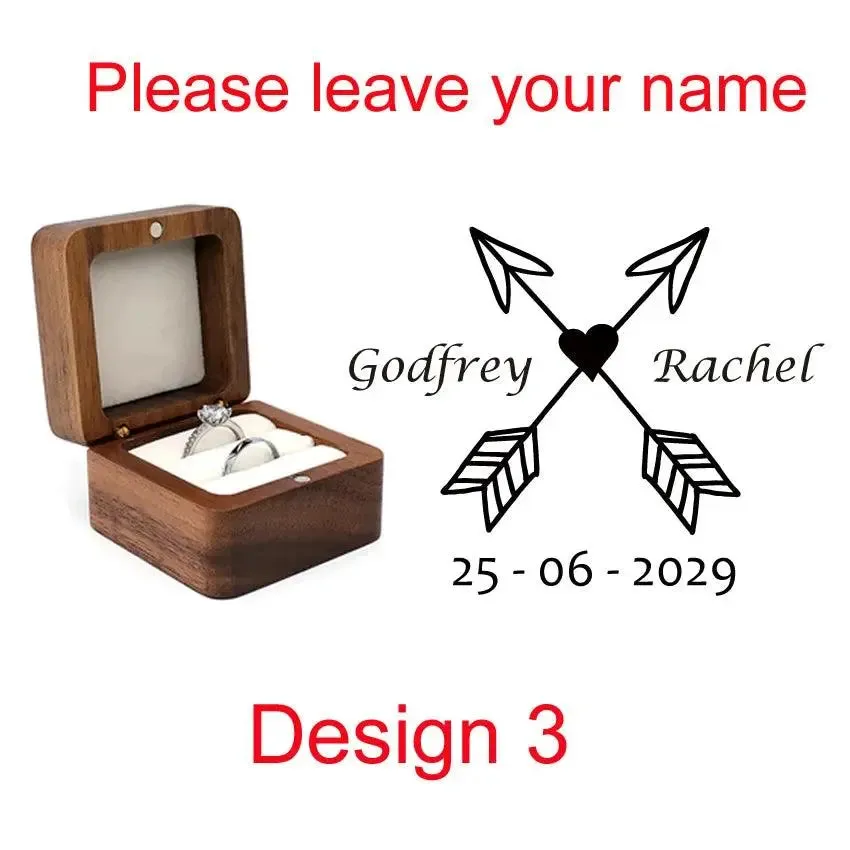 Wooden Ring Box Jewelry Display Lover Ring Holder Proposal Engagement wedding Organizer Golden Marriage Anniversary Love Gift