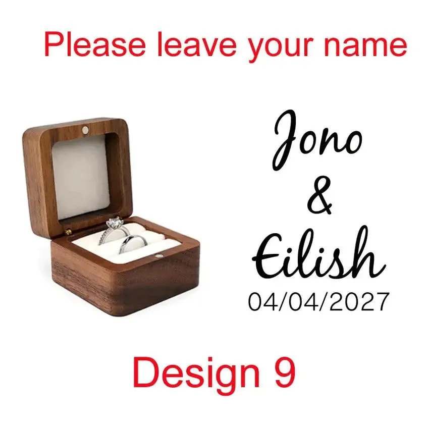 Wooden Ring Box Jewelry Display Lover Ring Holder Proposal Engagement wedding Organizer Golden Marriage Anniversary Love Gift