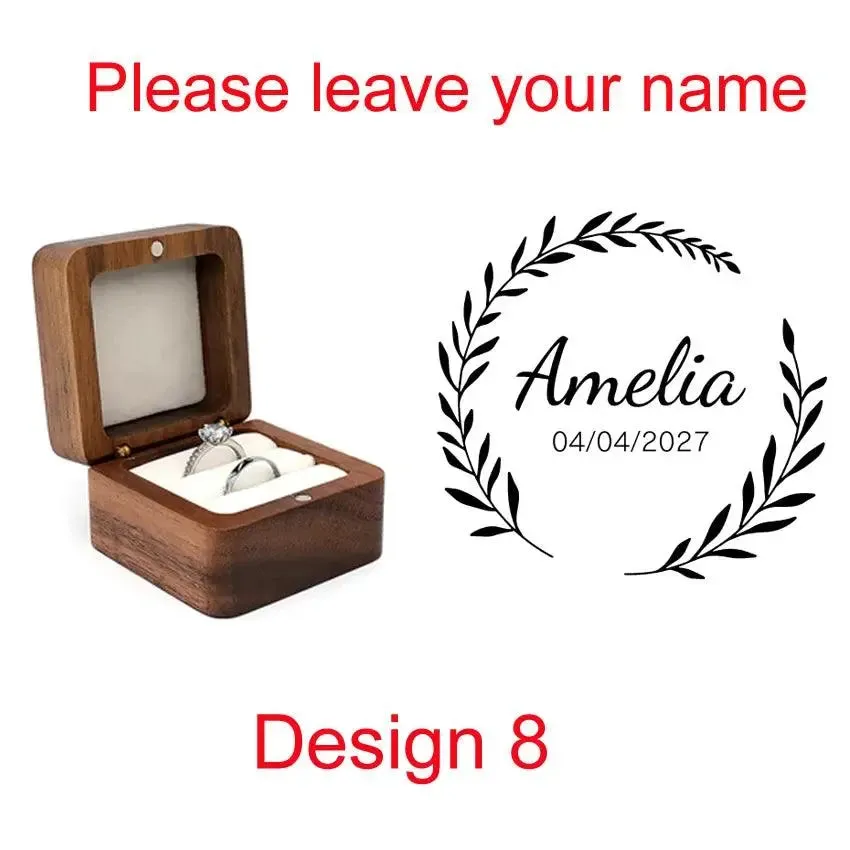 Wooden Ring Box Jewelry Display Lover Ring Holder Proposal Engagement wedding Organizer Golden Marriage Anniversary Love Gift