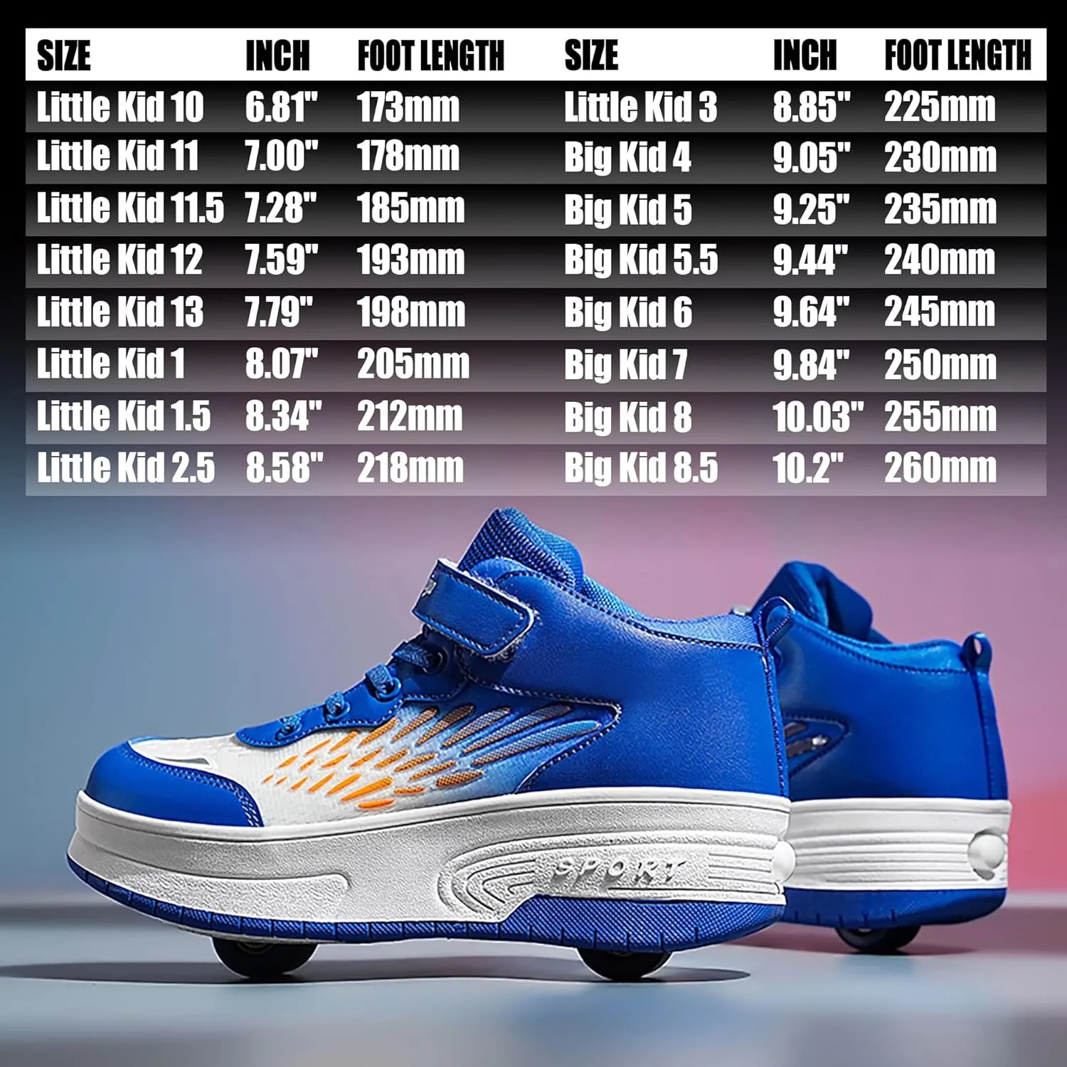 Wooowyet Roller Skate Shoes for Kids Boys Girls Rechargealbe Wheels Sneakers Fashion Roller Wheeled