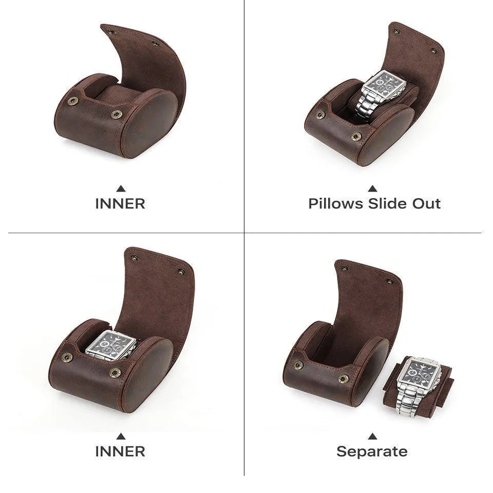 Woosir Vintage Leather Single Watch Roll Case for Men