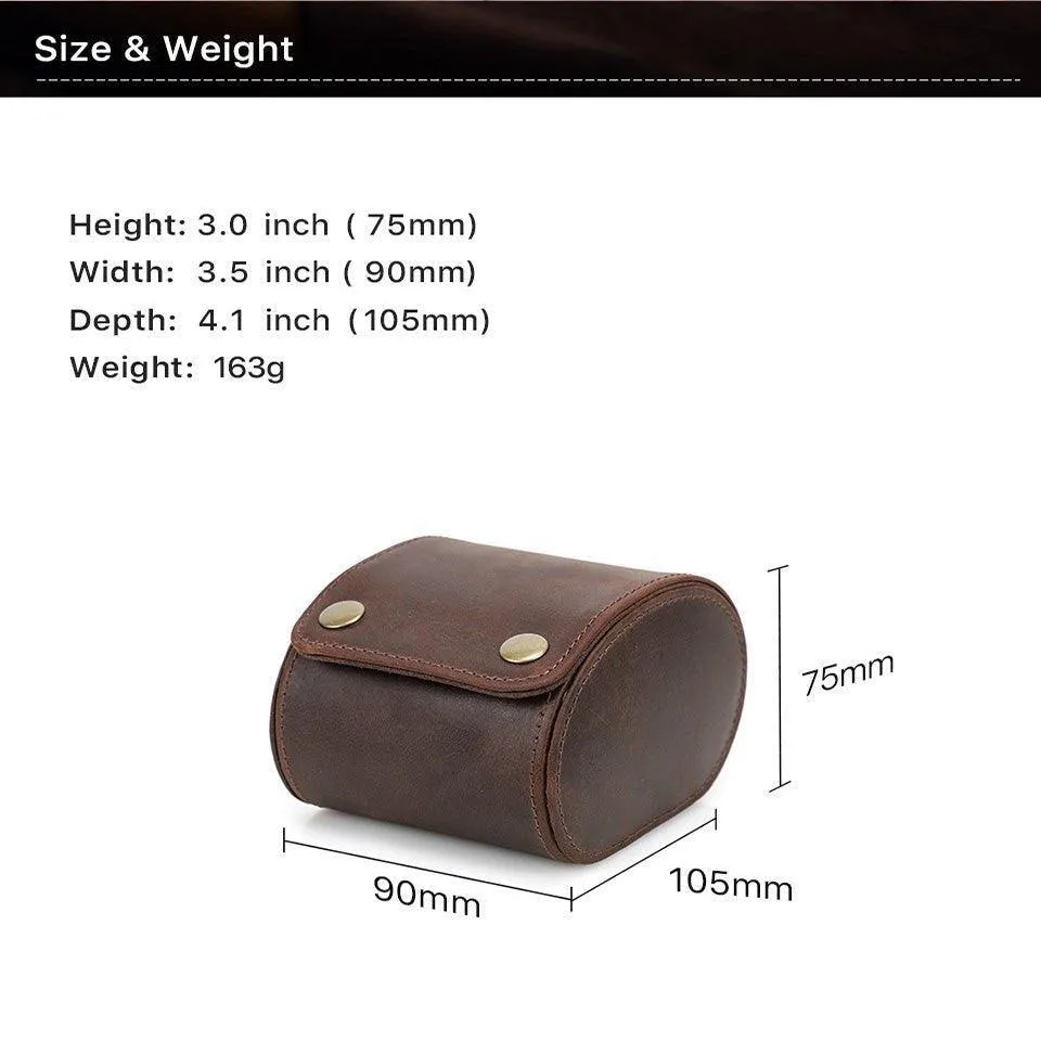 Woosir Vintage Leather Single Watch Roll Case for Men