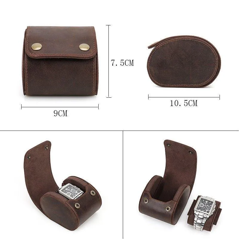 Woosir Vintage Leather Single Watch Roll Case for Men