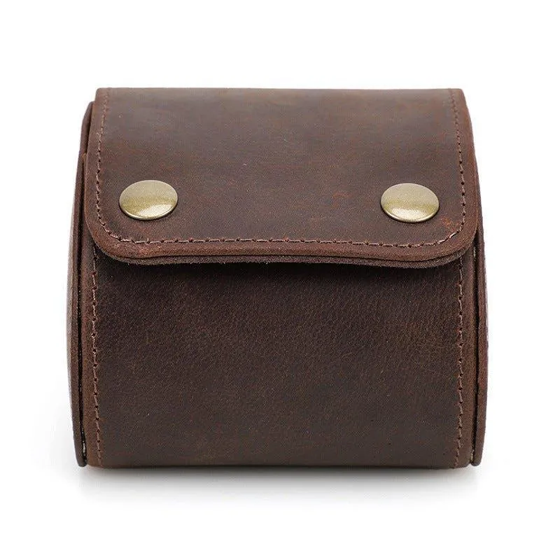 Woosir Vintage Leather Single Watch Roll Case for Men